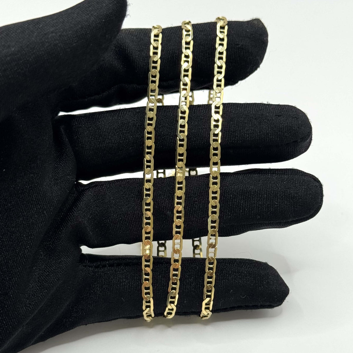Cadena Ancla Martillada Lisa Oro 10K