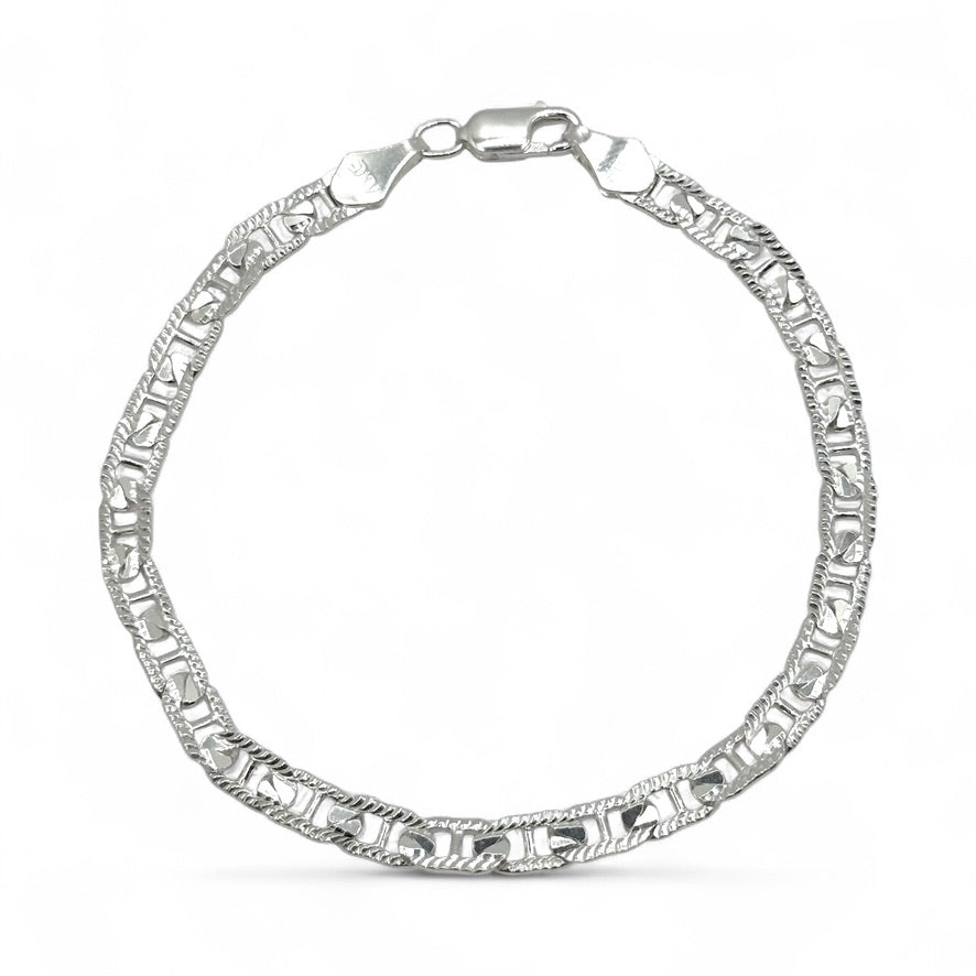 Pulsera Ancla Martillada Diamantada