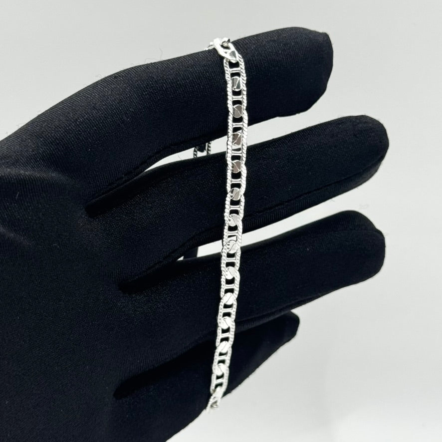 Pulsera Ancla Martillada Diamantada