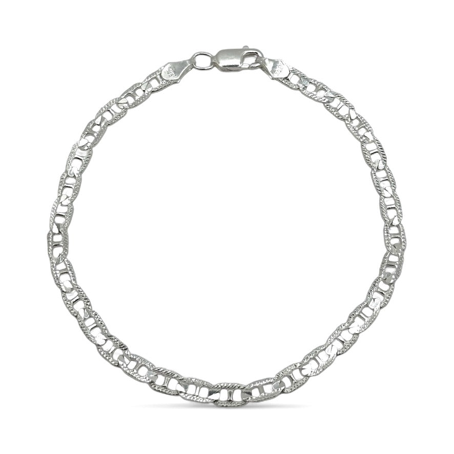 Pulsera Ancla Martillada Diamantada XS