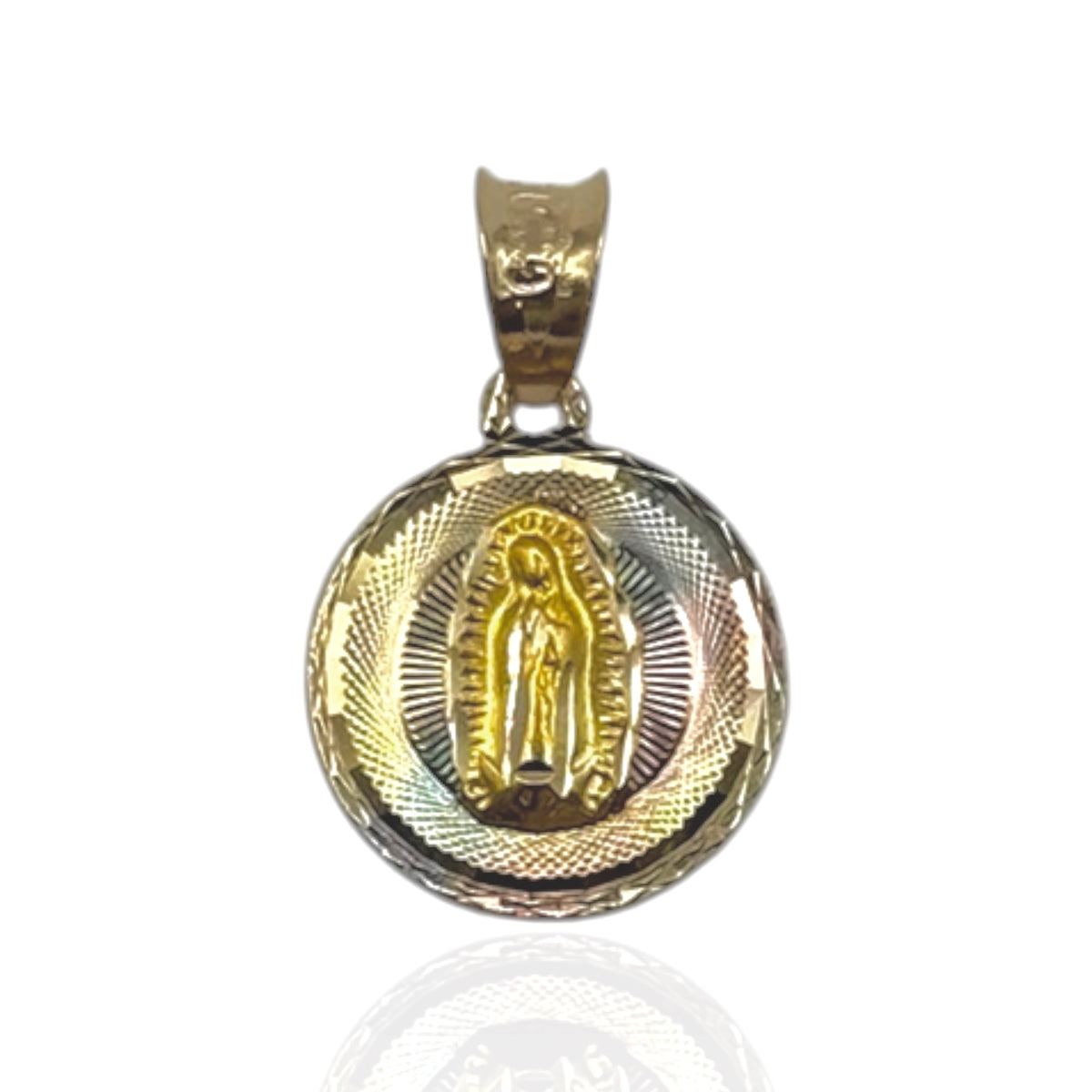 Virgen de Guadalupe en 3 Tonos Brillante Oro 10k