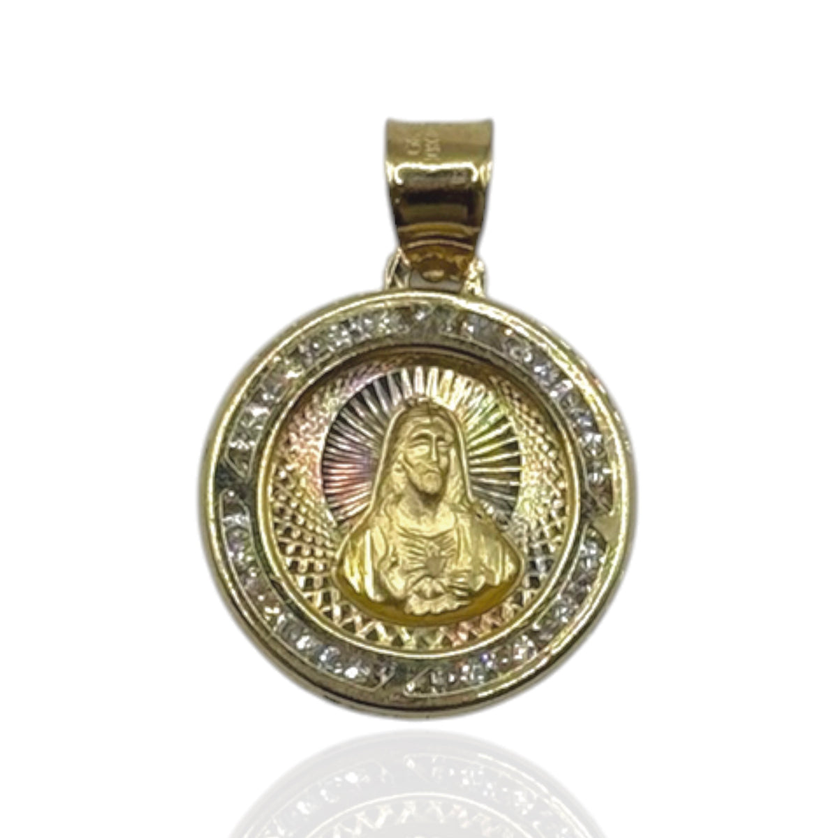 Sagrado Corazón de Jesús con Zirconias Premium Oro 10k