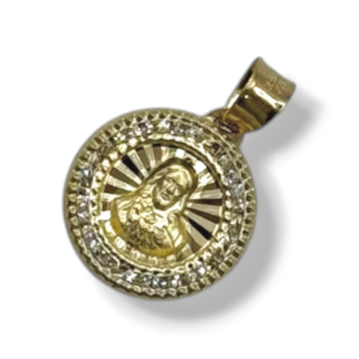 Sagrado Corazón de Jesús con Zirconias Deluxe Oro 10k
