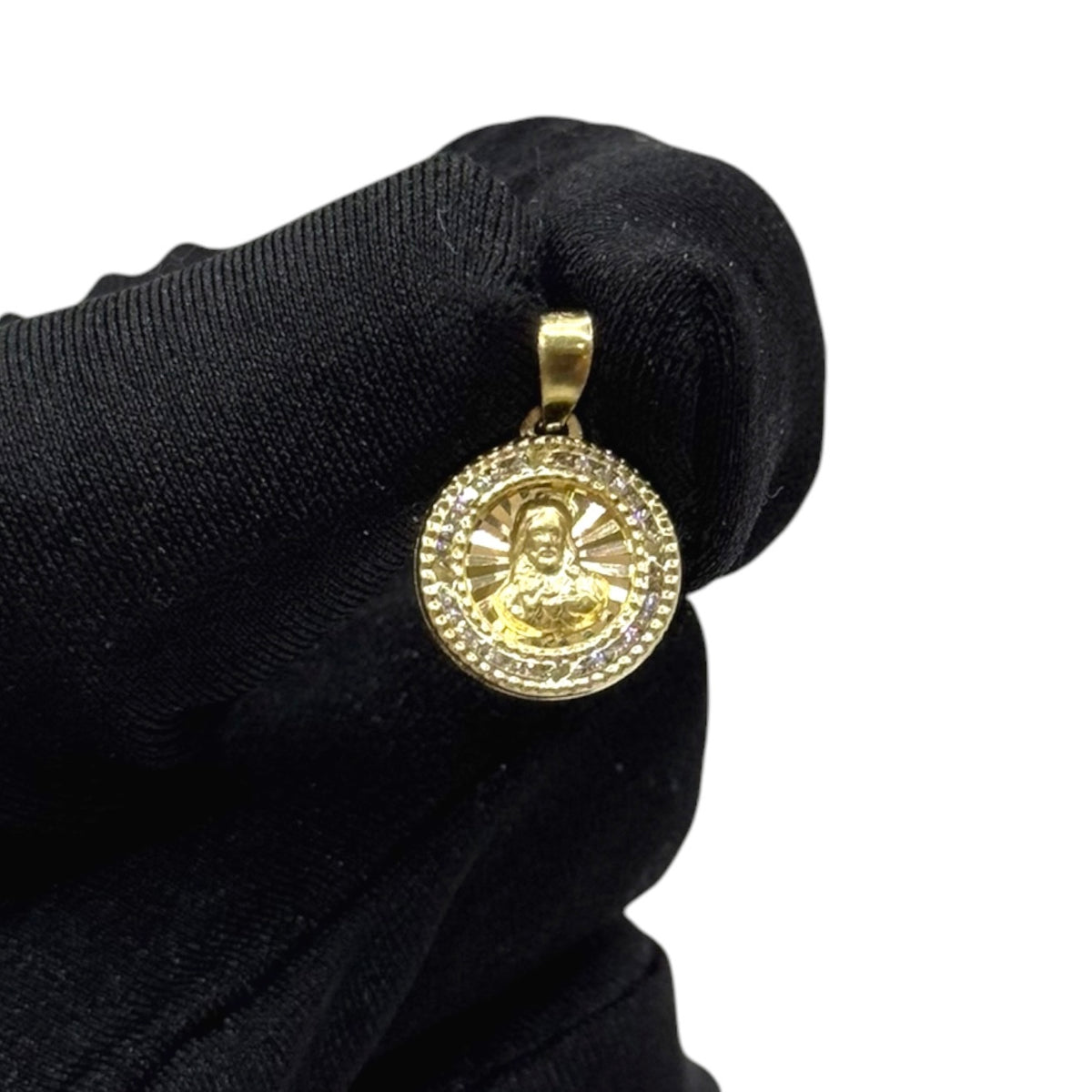 Sagrado Corazón de Jesús con Zirconias Deluxe Oro 10k