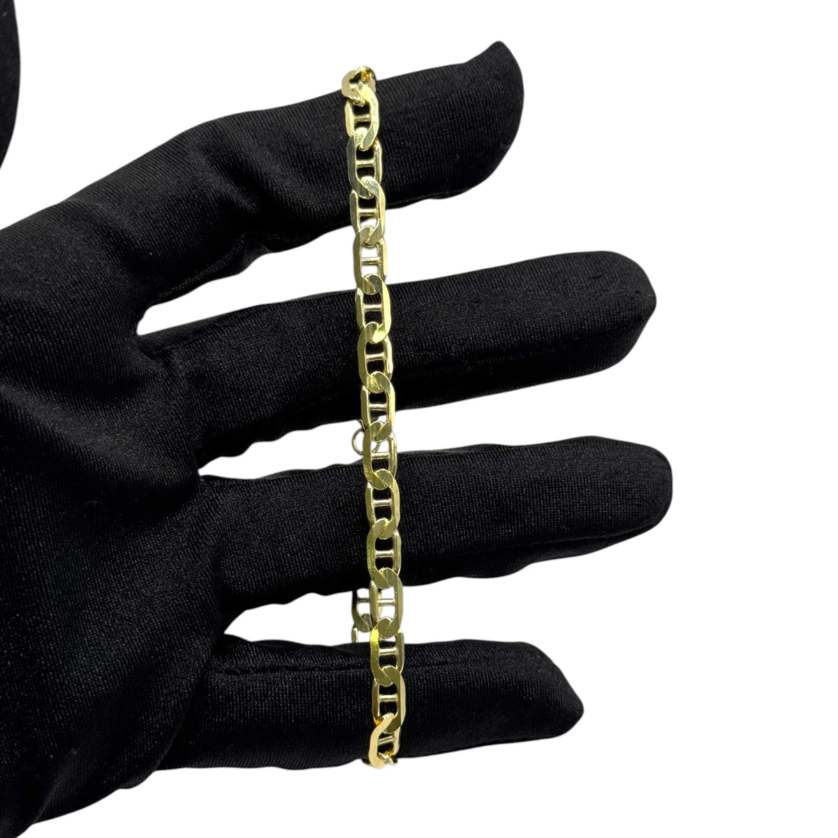 Pulsera Ancla Martillada Ancho en Oro 10k