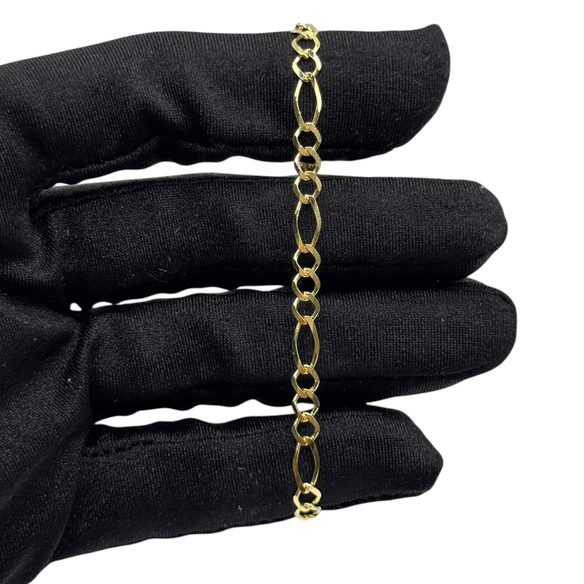 Pulsera 3 y 1 Abierto 4mm Corto en Oro 10k