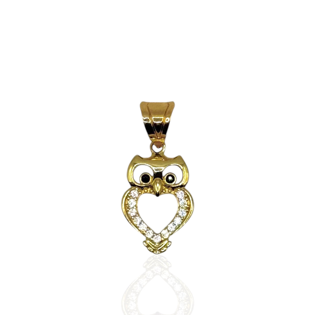 Búho con Corazón y Zirconias en Oro 10k