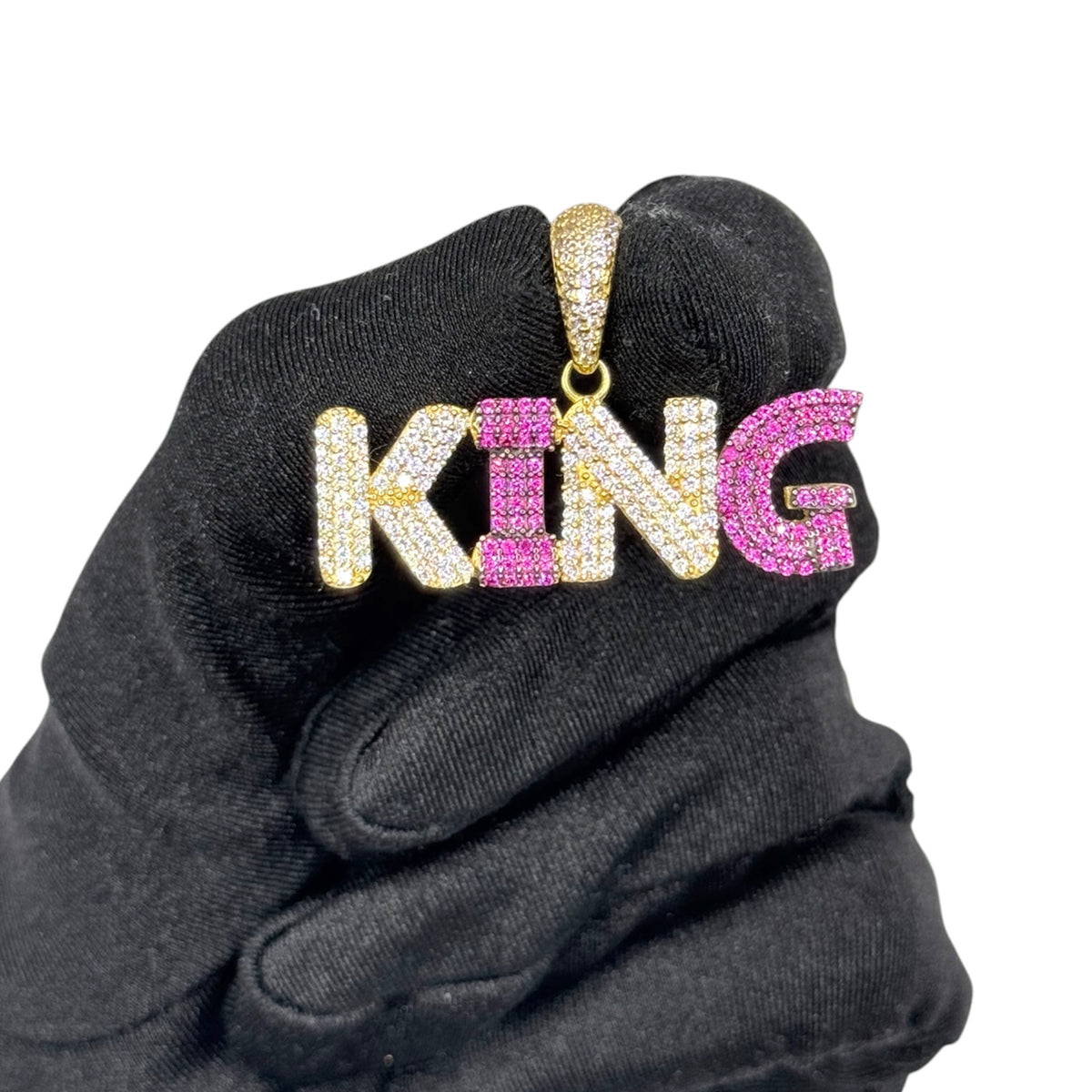 Dije KING con Zirconias Bicolor en Oro 10k