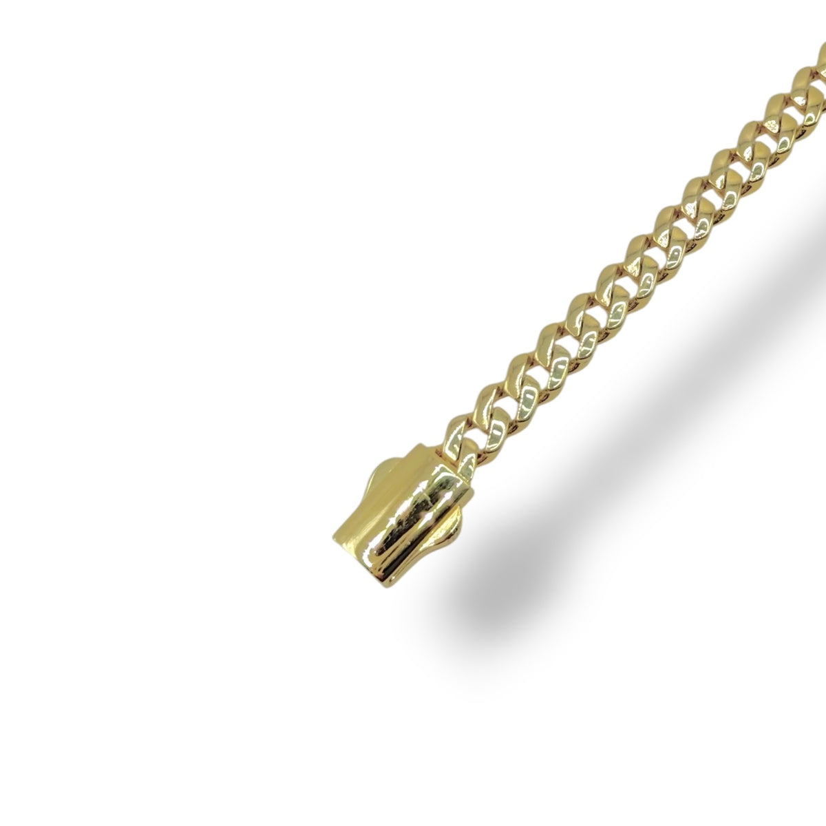 Pulsera Cubana Clásica con Broche Liso y Extensión en Oro 10k