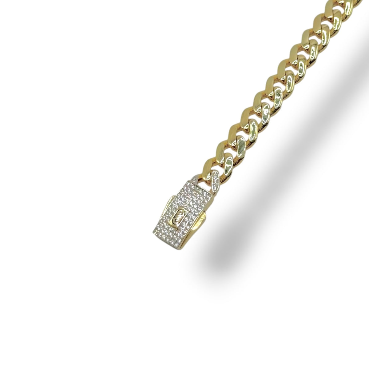 Pulsera Cubana Premium con Broche de Zirconias en Oro 10k