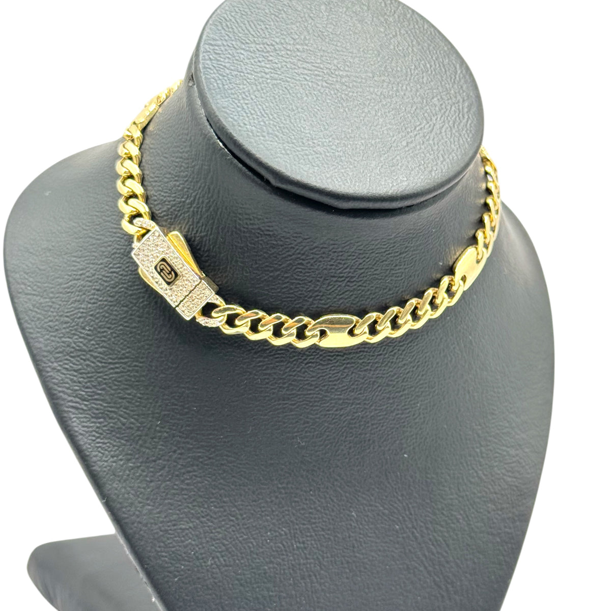 Pulsera Marino con Broche Clásico de Zirconias en Oro 10k