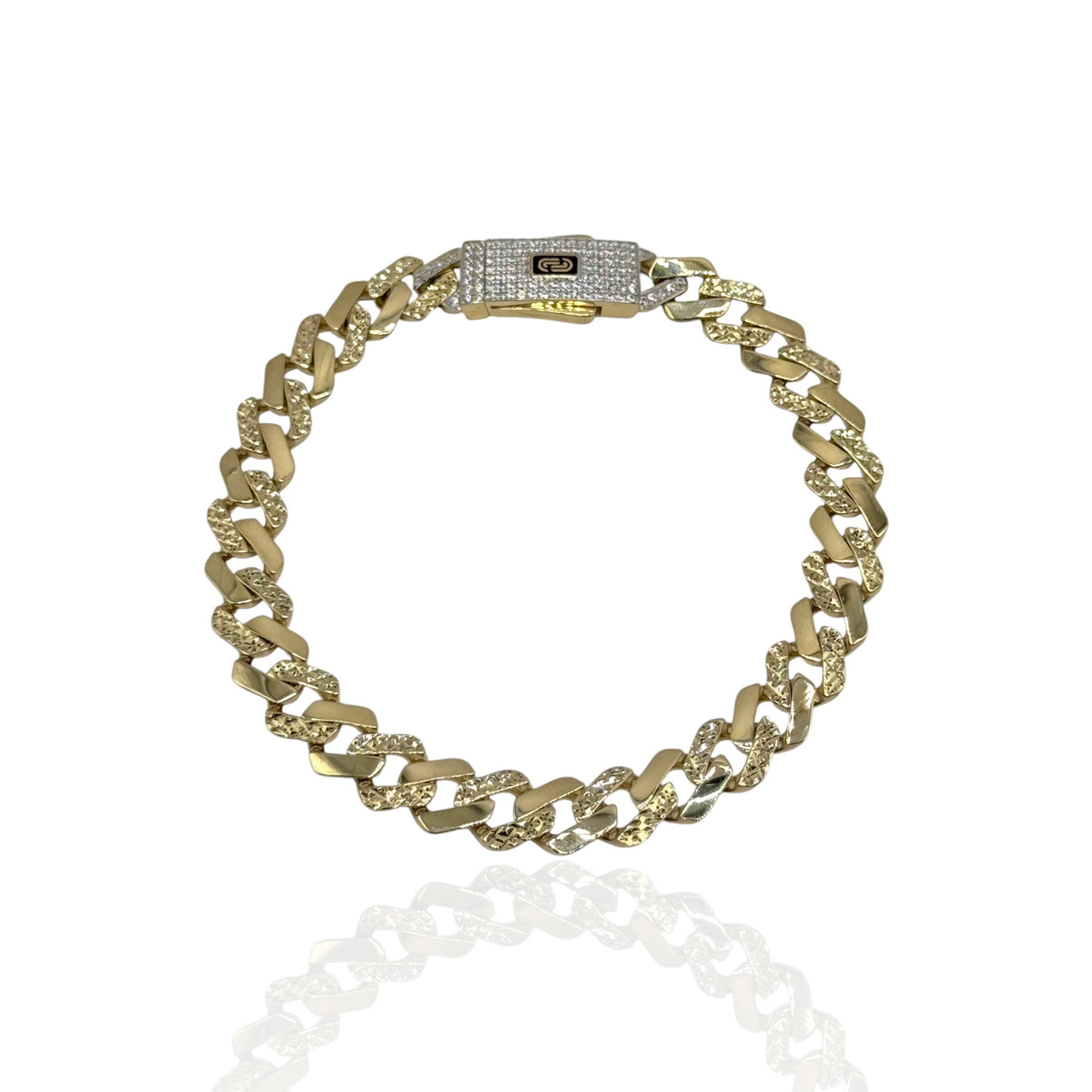Pulso Cubano Élite Diamantado en Oro 10k