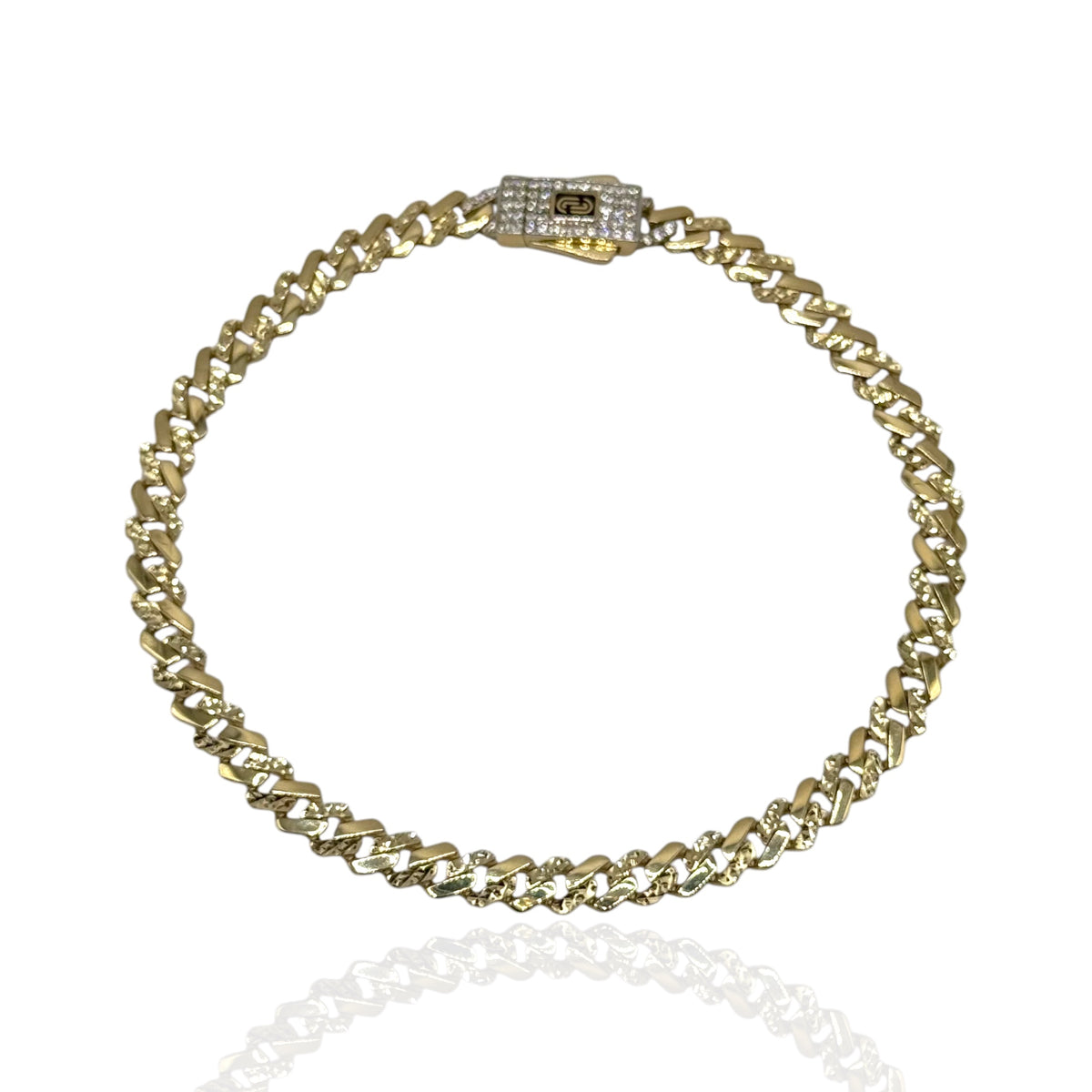 Pulso Cubano Slim Diamantado en Oro 10k