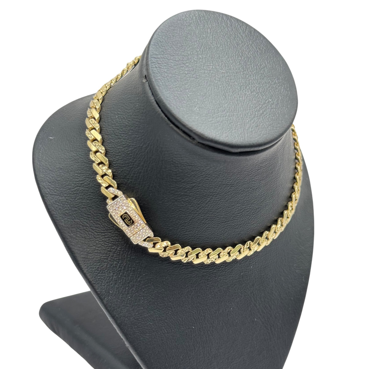 Pulso Cubano Slim Diamantado en Oro 10k
