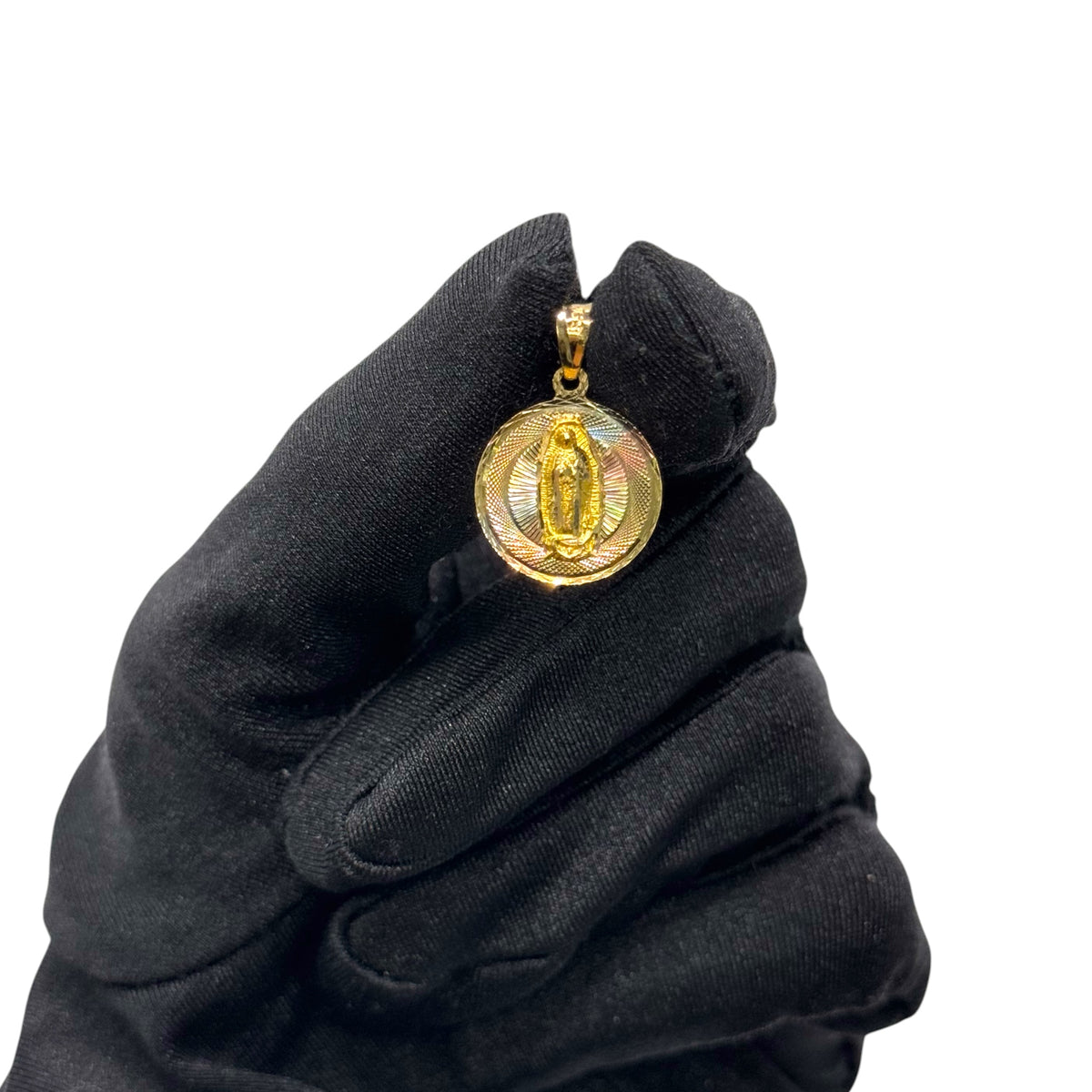 Medalla Virgen de Guadalupe Tricolor en Oro 14k