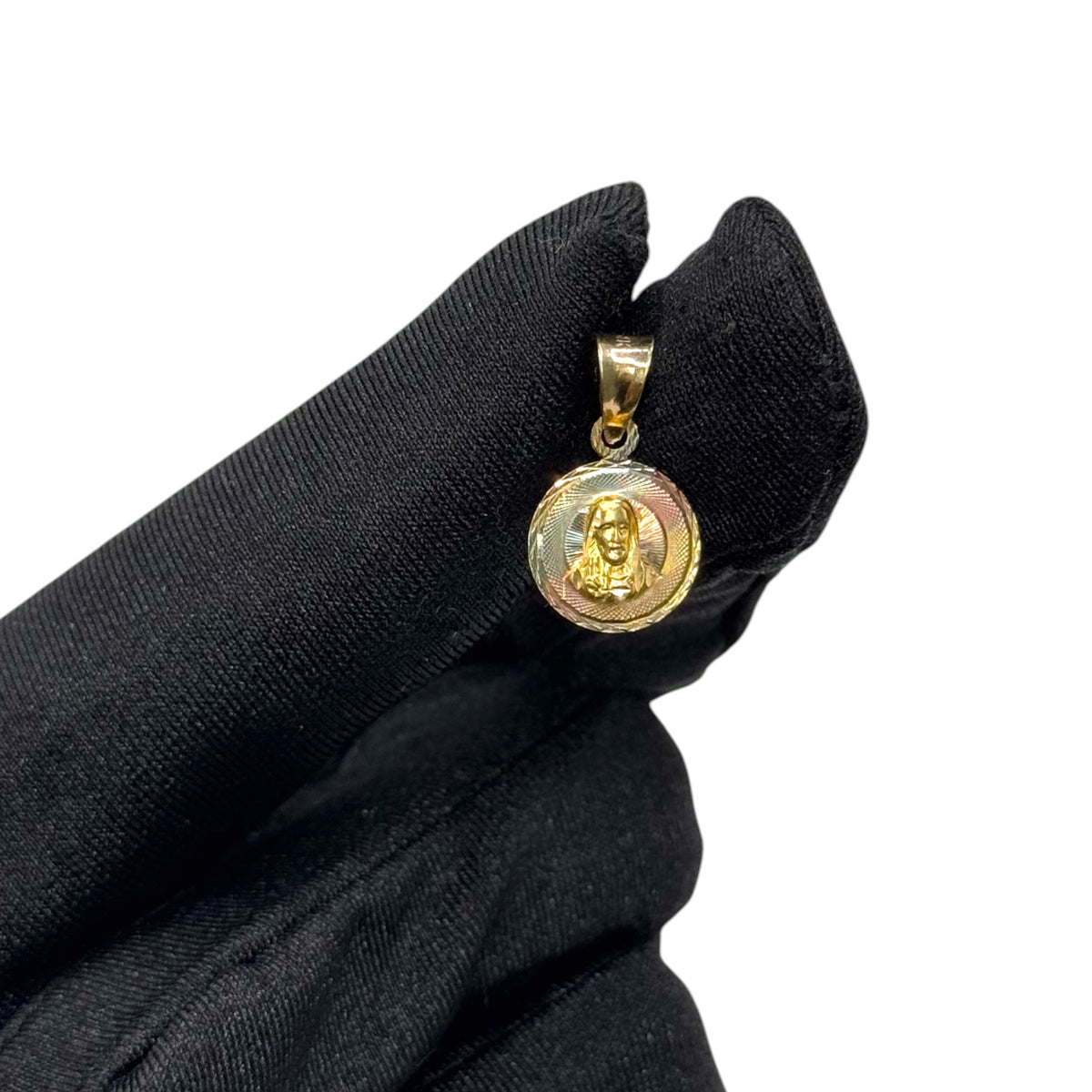 Medalla Divino Rostro Tricolor Chica en Oro 14k