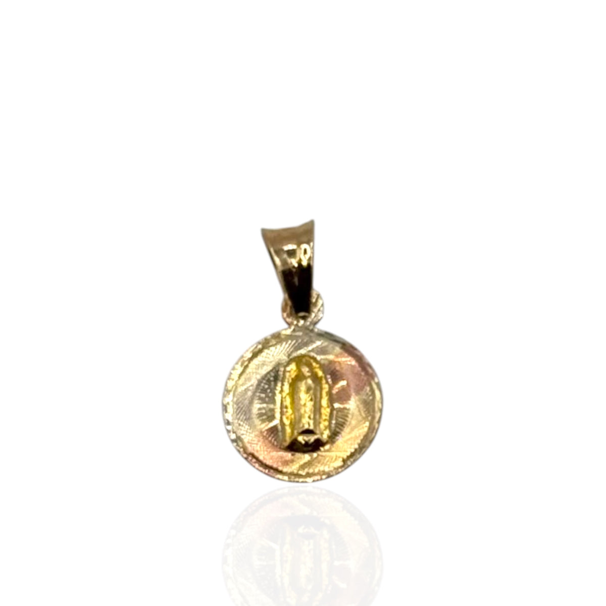 Medalla Virgen de Guadalupe Tricolor Chica en Oro 14k
