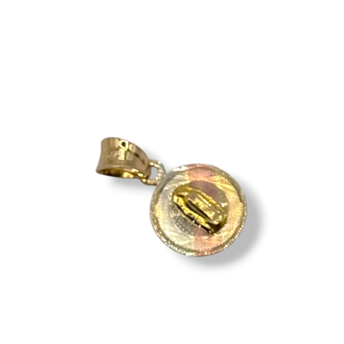 Medalla Virgen de Guadalupe Tricolor Chica en Oro 14k