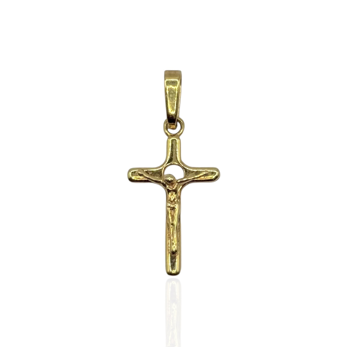 Crucifijo Tubular Clásico Mediano en Oro 14k