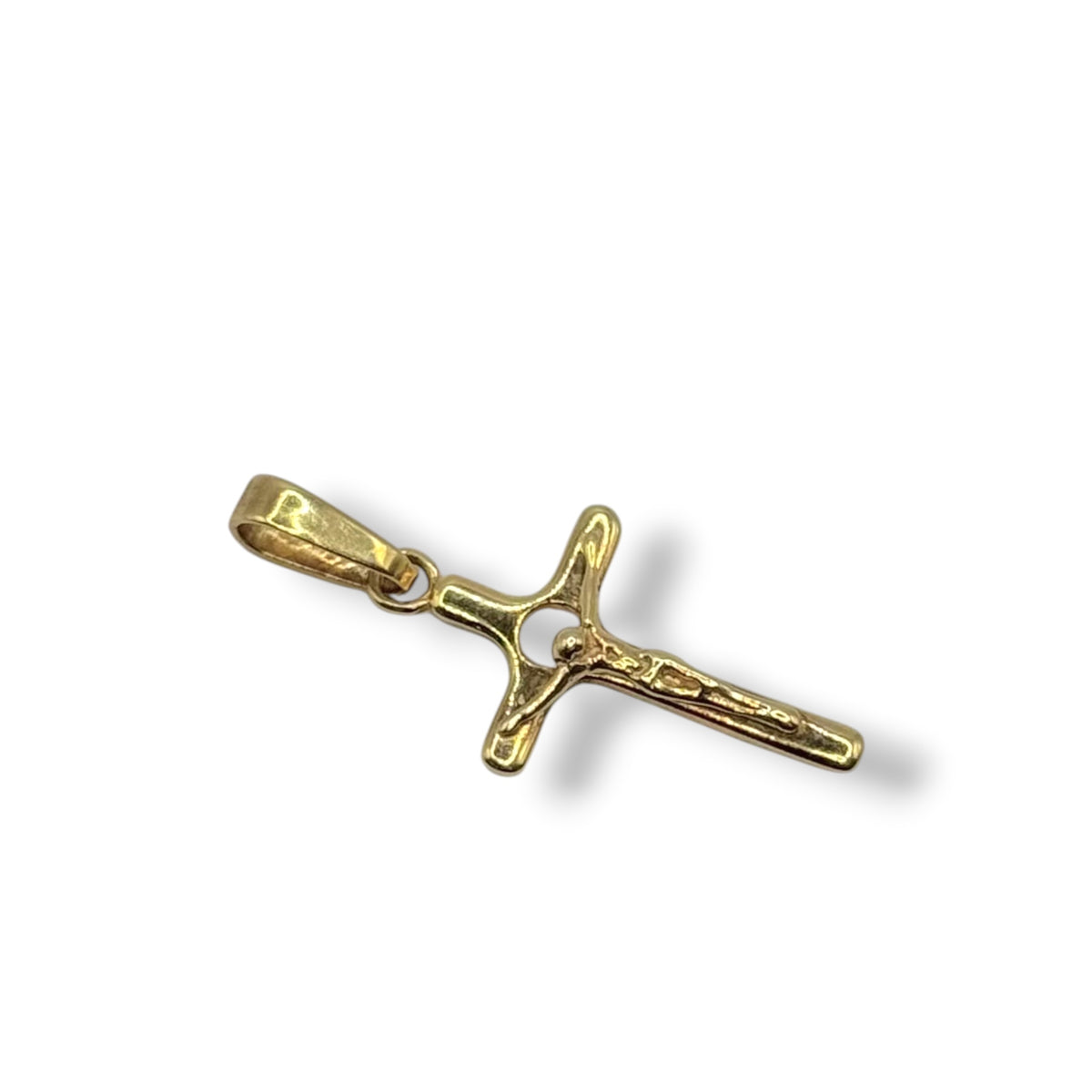 Crucifijo Tubular Clásico Mediano en Oro 14k