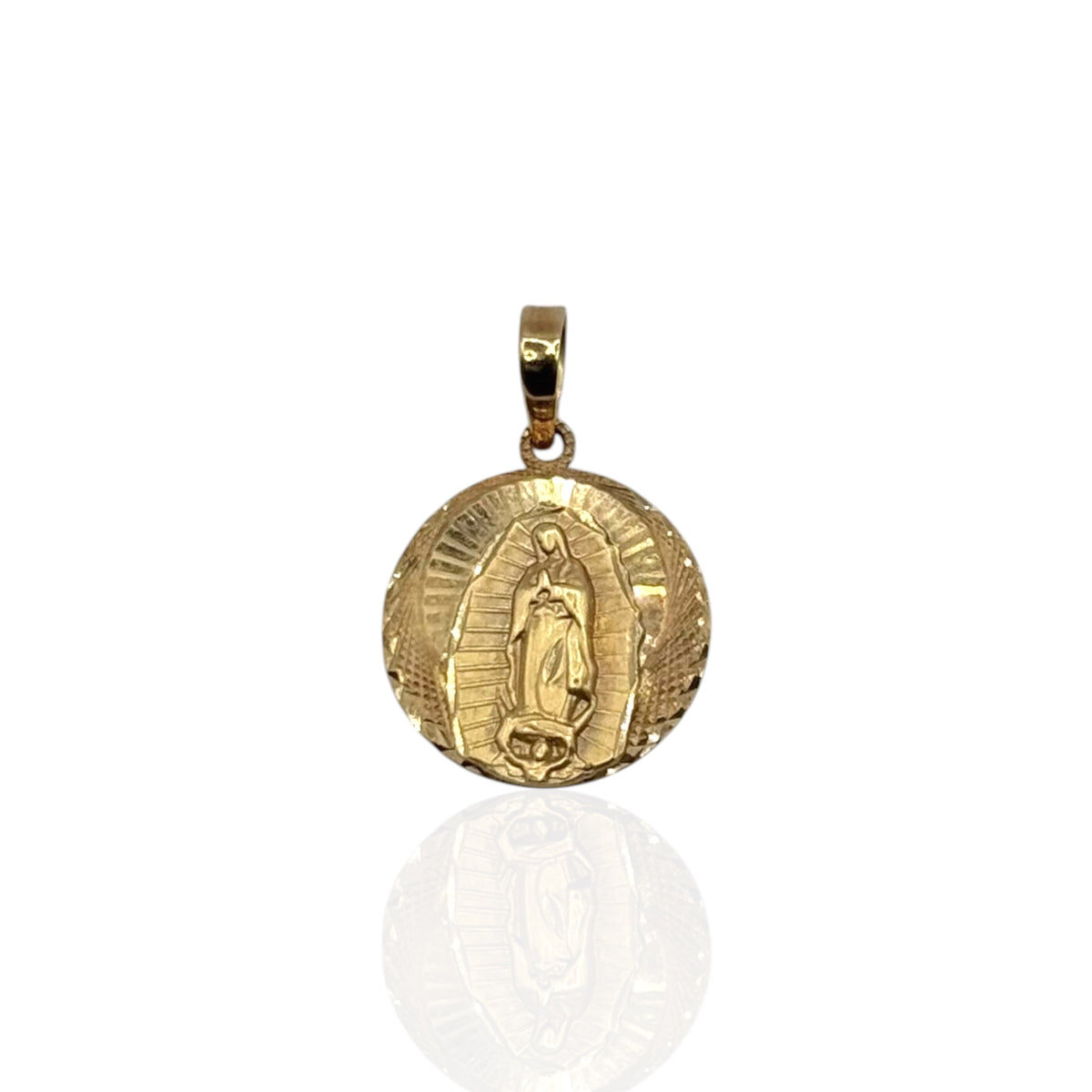 Medalla Virgen de Guadalupe Tricolor Grande en Oro 14k
