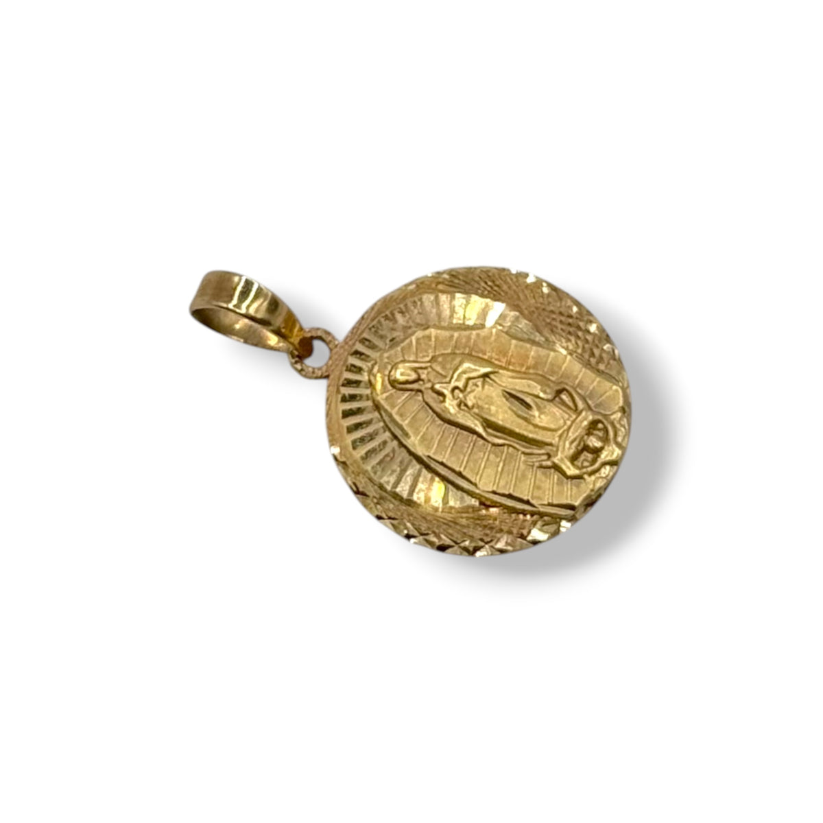 Medalla Virgen de Guadalupe Tricolor Grande en Oro 14k