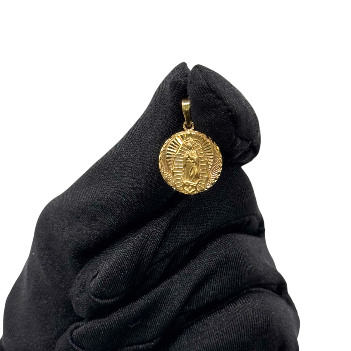 Medalla Virgen de Guadalupe Tricolor Grande en Oro 14k