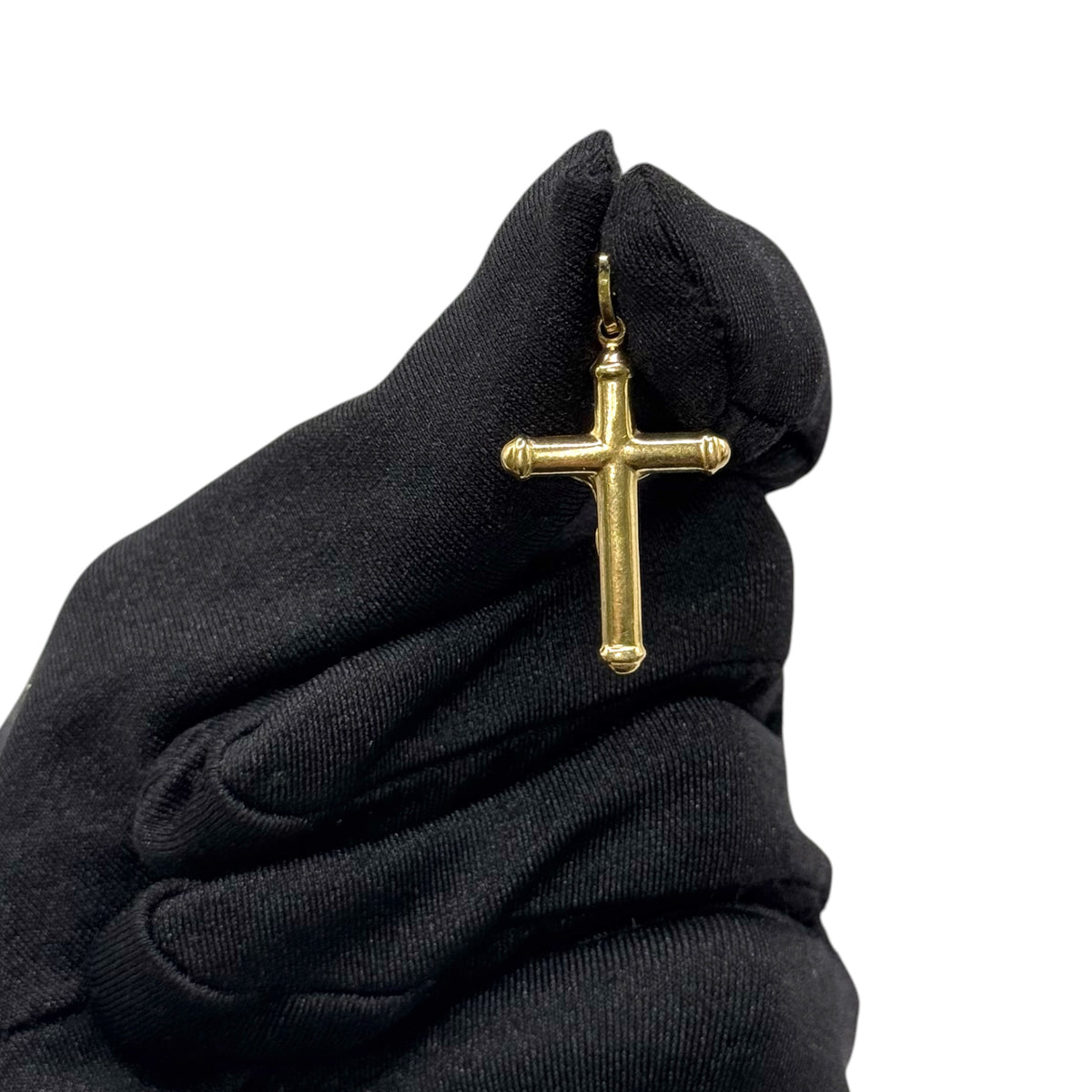 Crucifijo Tubular Bitono Grande en Oro 14k