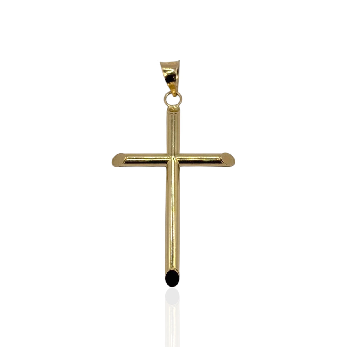 Crucifijo Tubular Clásico Extra Grande en Oro 14k