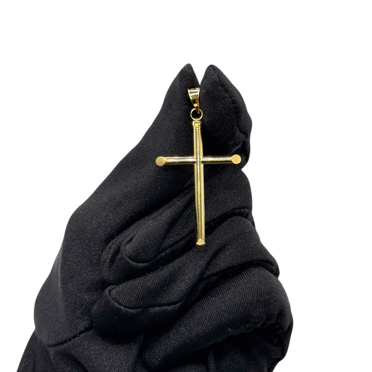 Crucifijo Tubular Clásico Extra Grande en Oro 14k