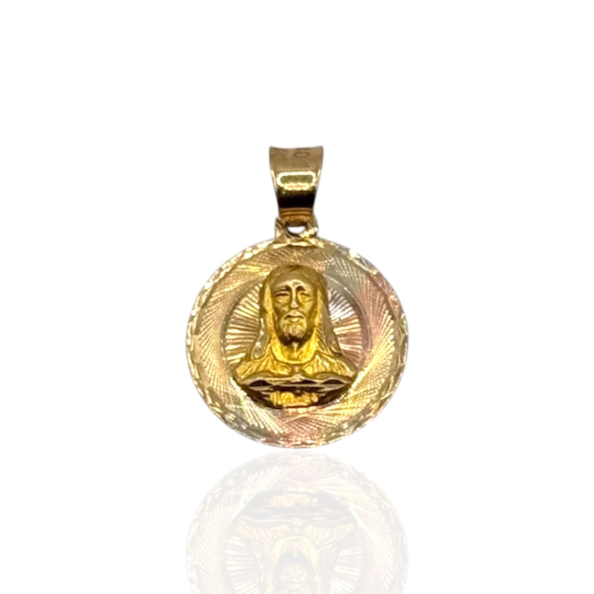 Medalla Divino Rostro Tricolor Grande en Oro 14k