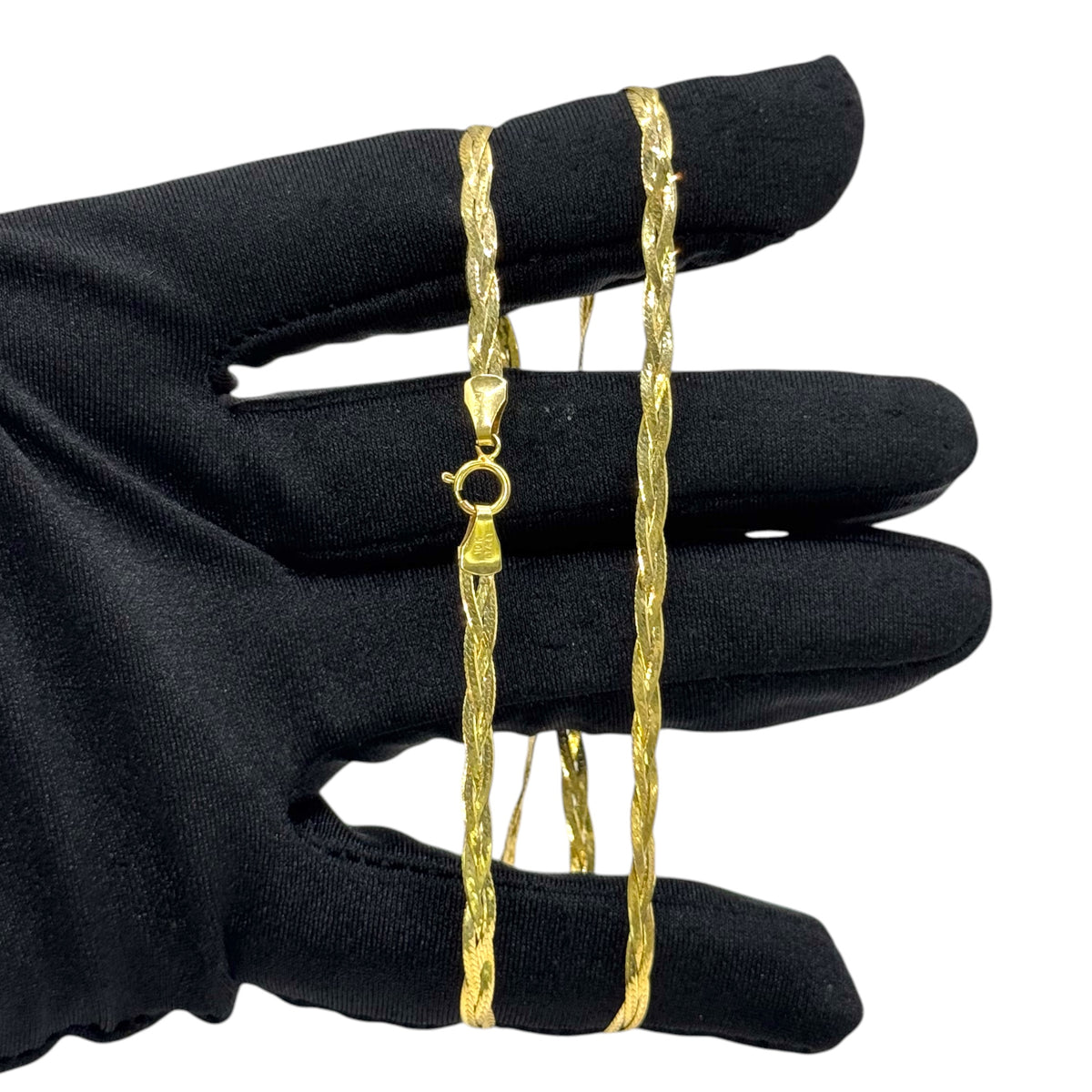Cadena Trenzada Diamantada en Oro 10k