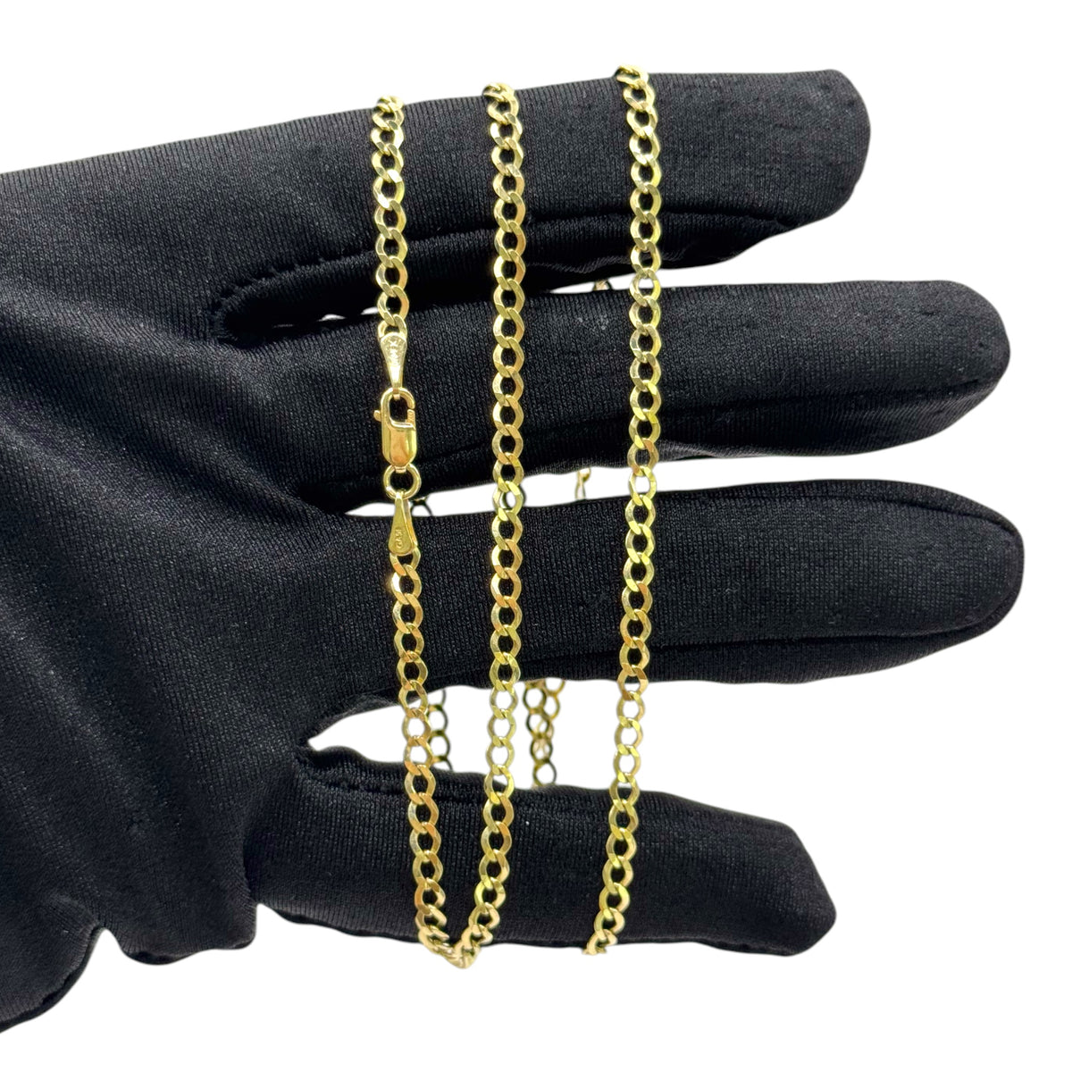 Cadena Barbada Diamantada Premium en Oro 10k