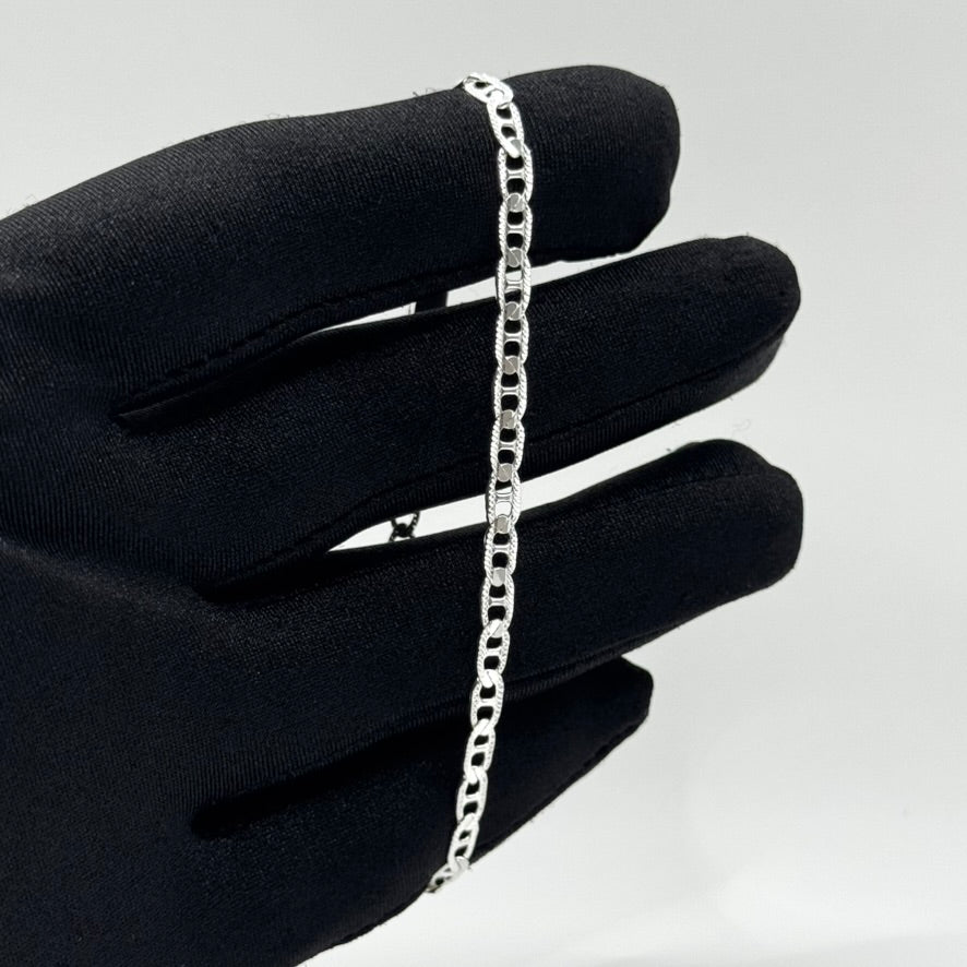 Pulsera Ancla Martillada Diamantada XS