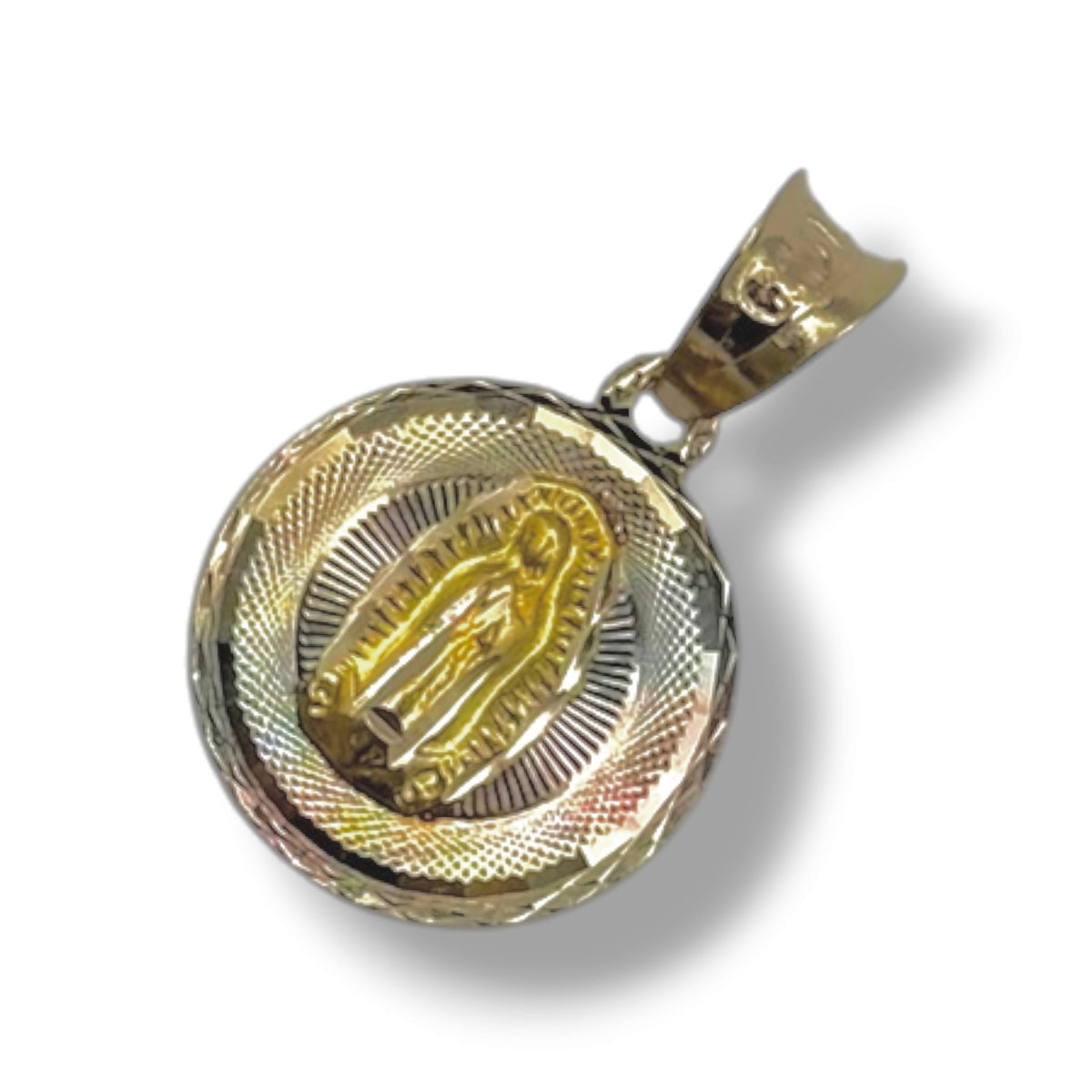 Virgen de Guadalupe en 3 Tonos Brillante Oro 10k