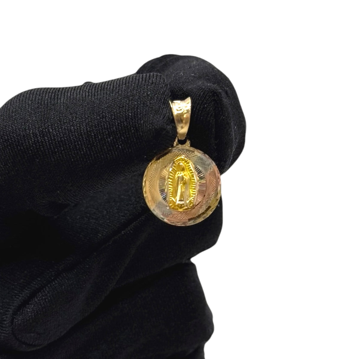 Virgen de Guadalupe en 3 Tonos Brillante Oro 10k