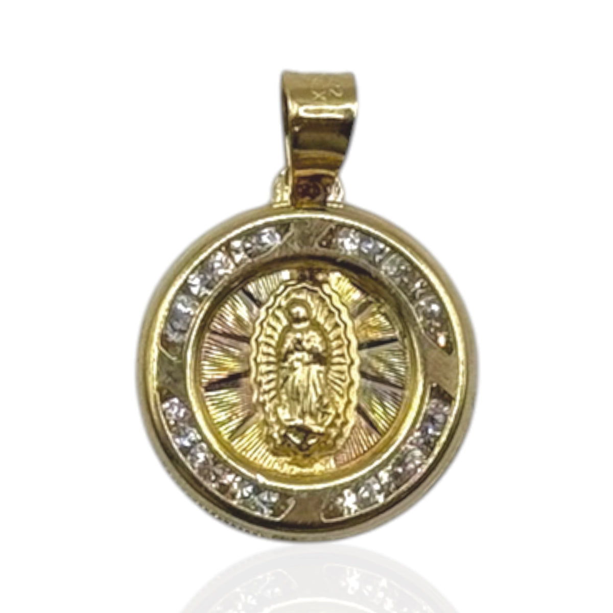 Virgen de Guadalupe con Zirconias Premium en Oro 10k