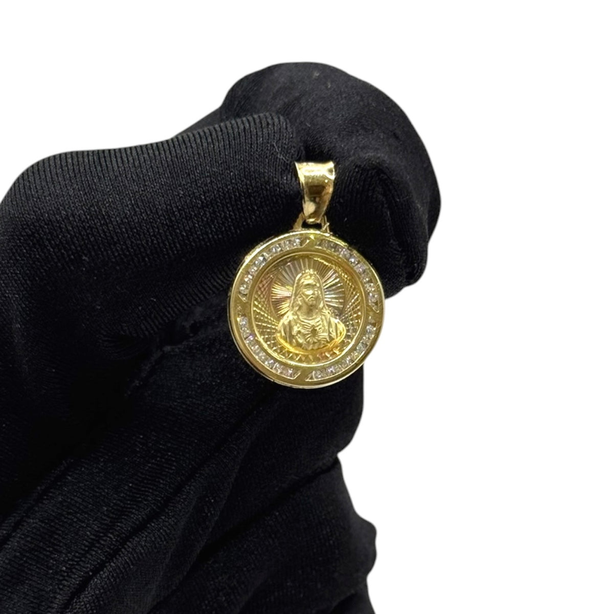 Sagrado Corazón de Jesús con Zirconias Premium Oro 10k