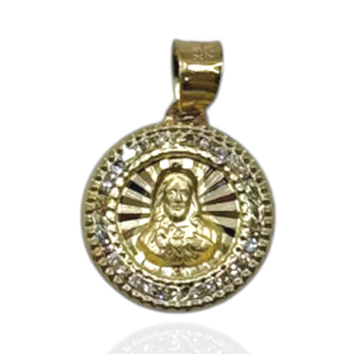 Sagrado Corazón de Jesús con Zirconias Deluxe Oro 10k