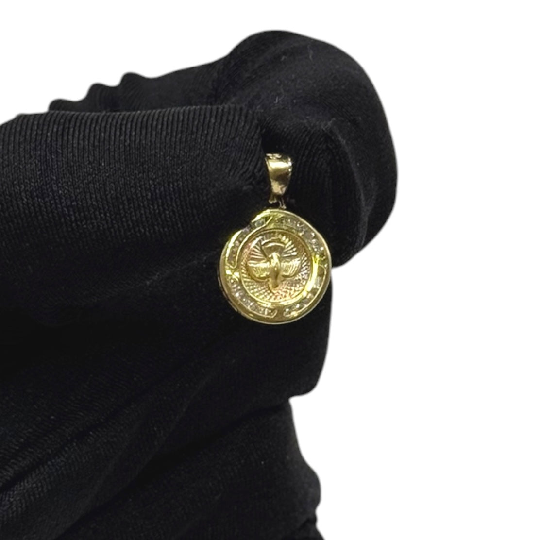 Espíritu Santo Redondo con Zirconias Premium Oro 10k