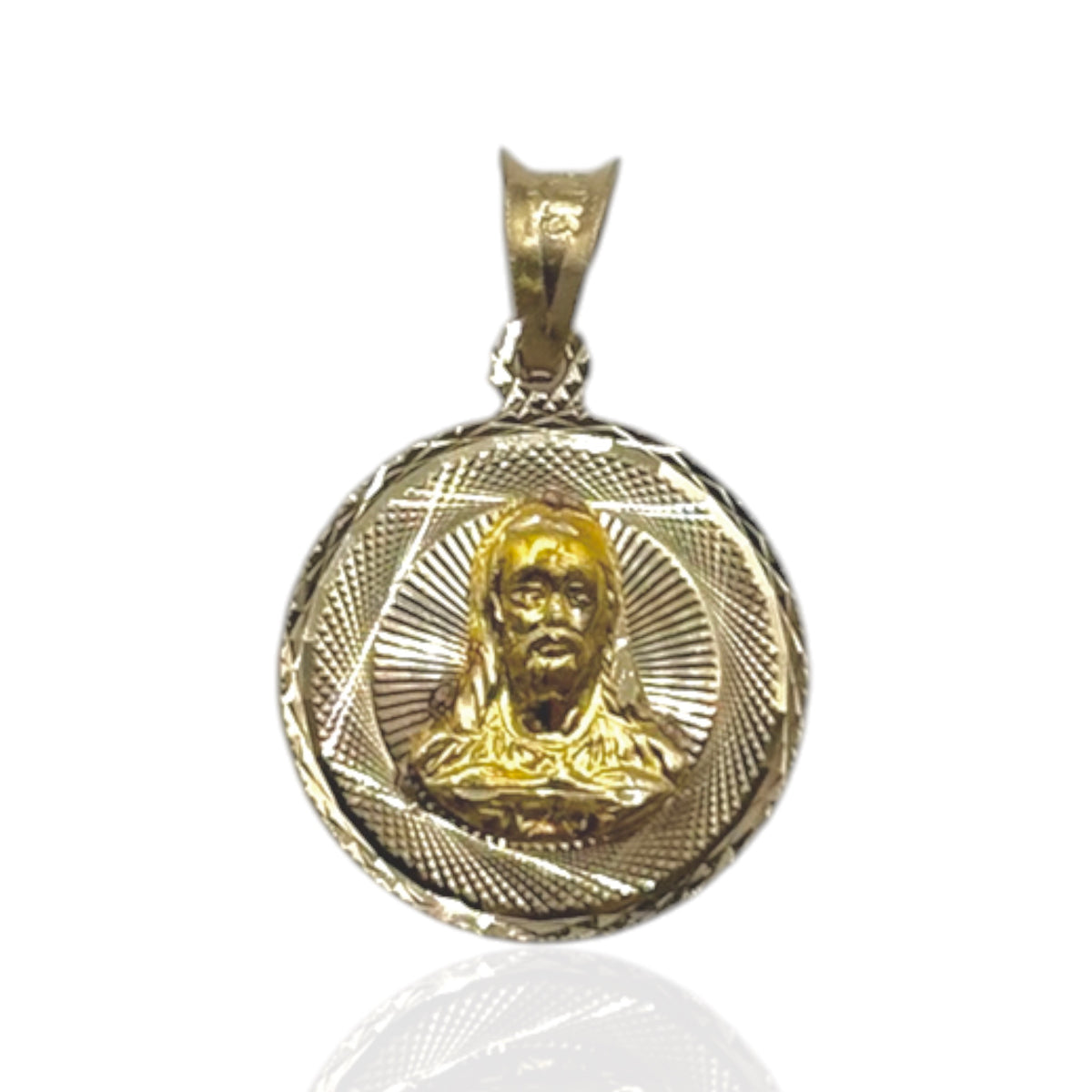 Sagrado Corazón de Jesús en 3 Tonos Facetado en Oro 10k