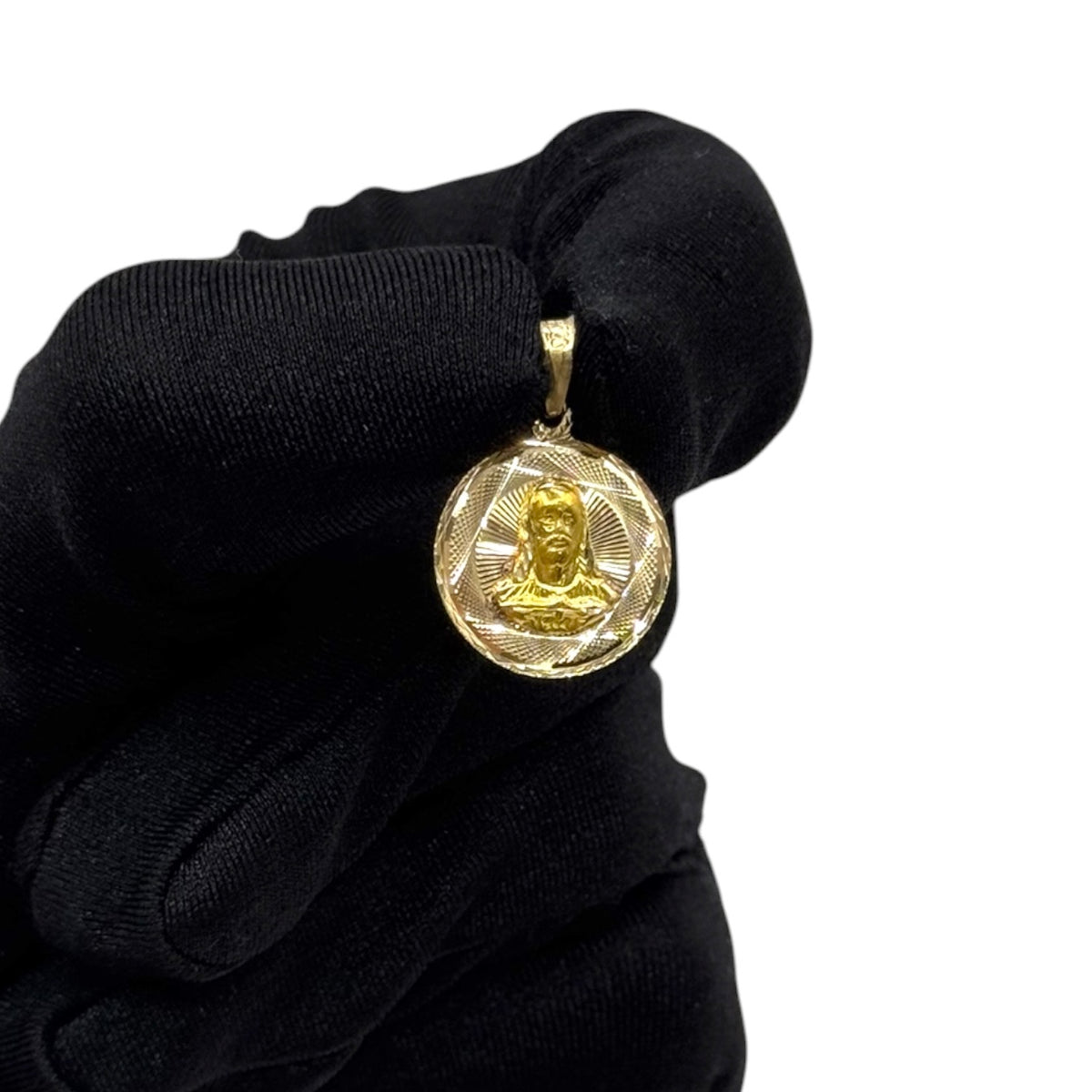 Sagrado Corazón de Jesús en 3 Tonos Facetado en Oro 10k