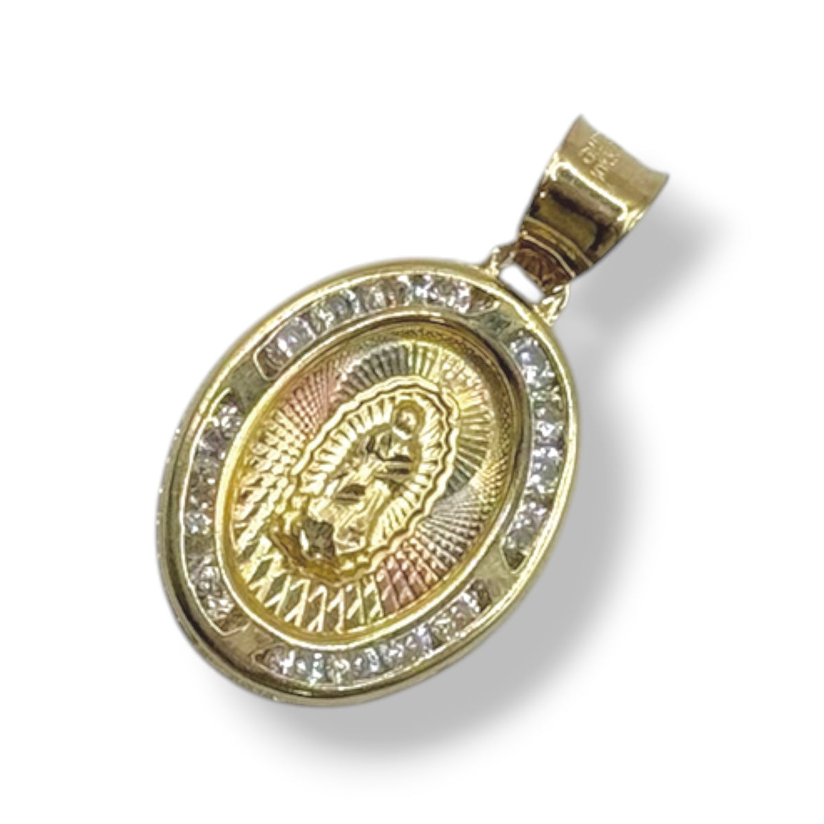 Virgen de Guadalupe Oval con Zirconias Elegance en Oro 10k