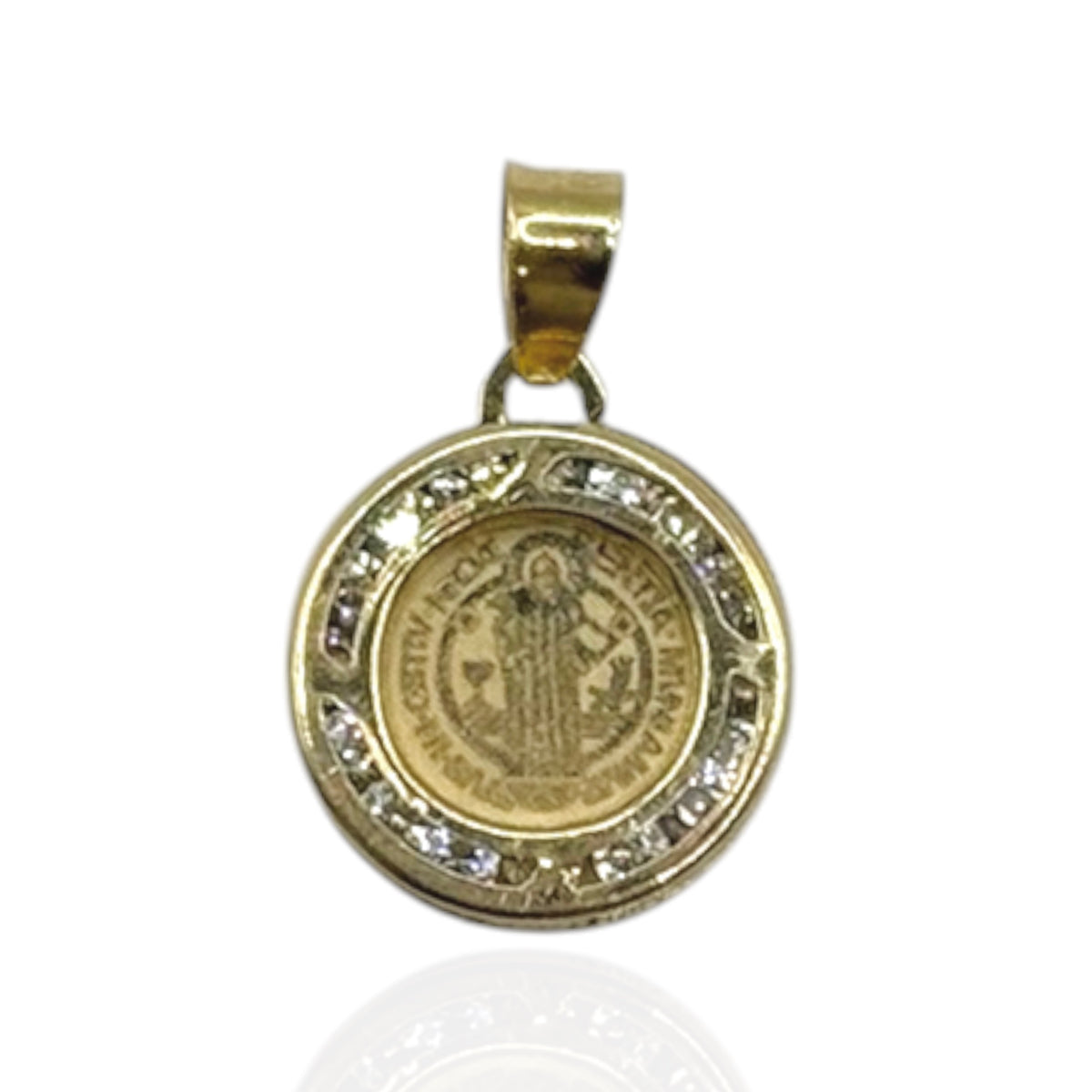 Medalla de San Benito con Zirconias Premium en Oro 10k