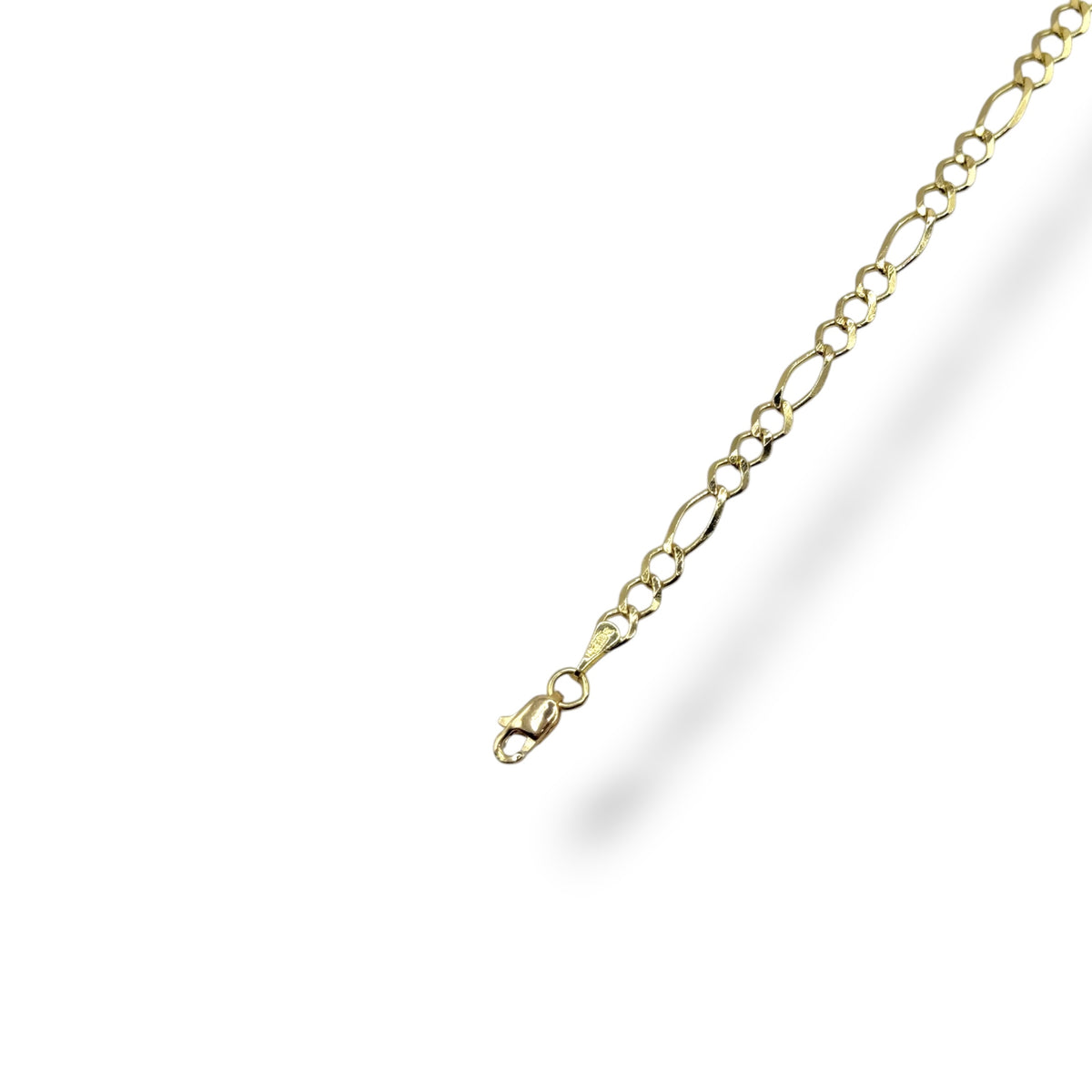 Pulsera 3 y 1 Abierto 4mm Corto en Oro 10k