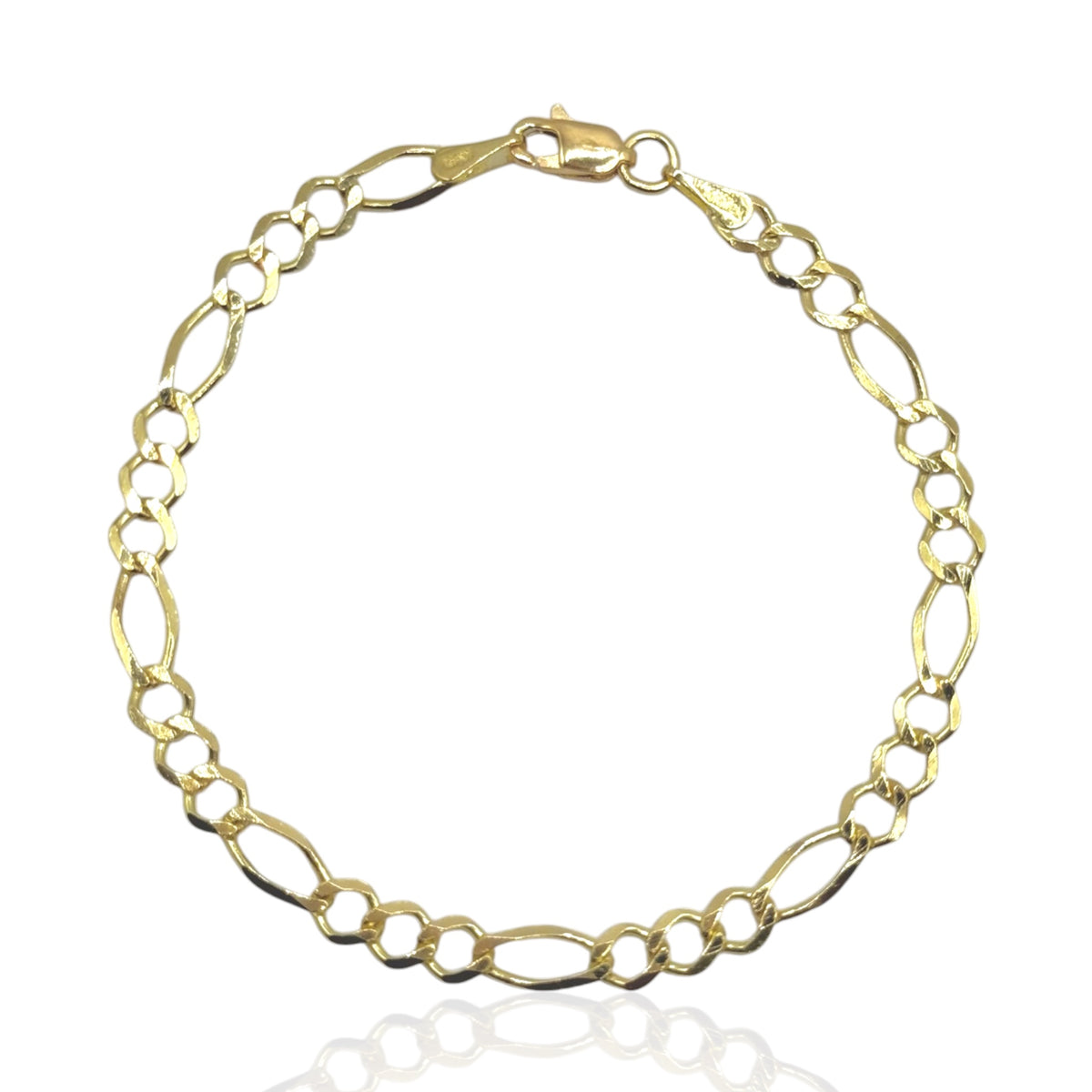Pulsera 3 y 1 Abierto 4mm Corto en Oro 10k