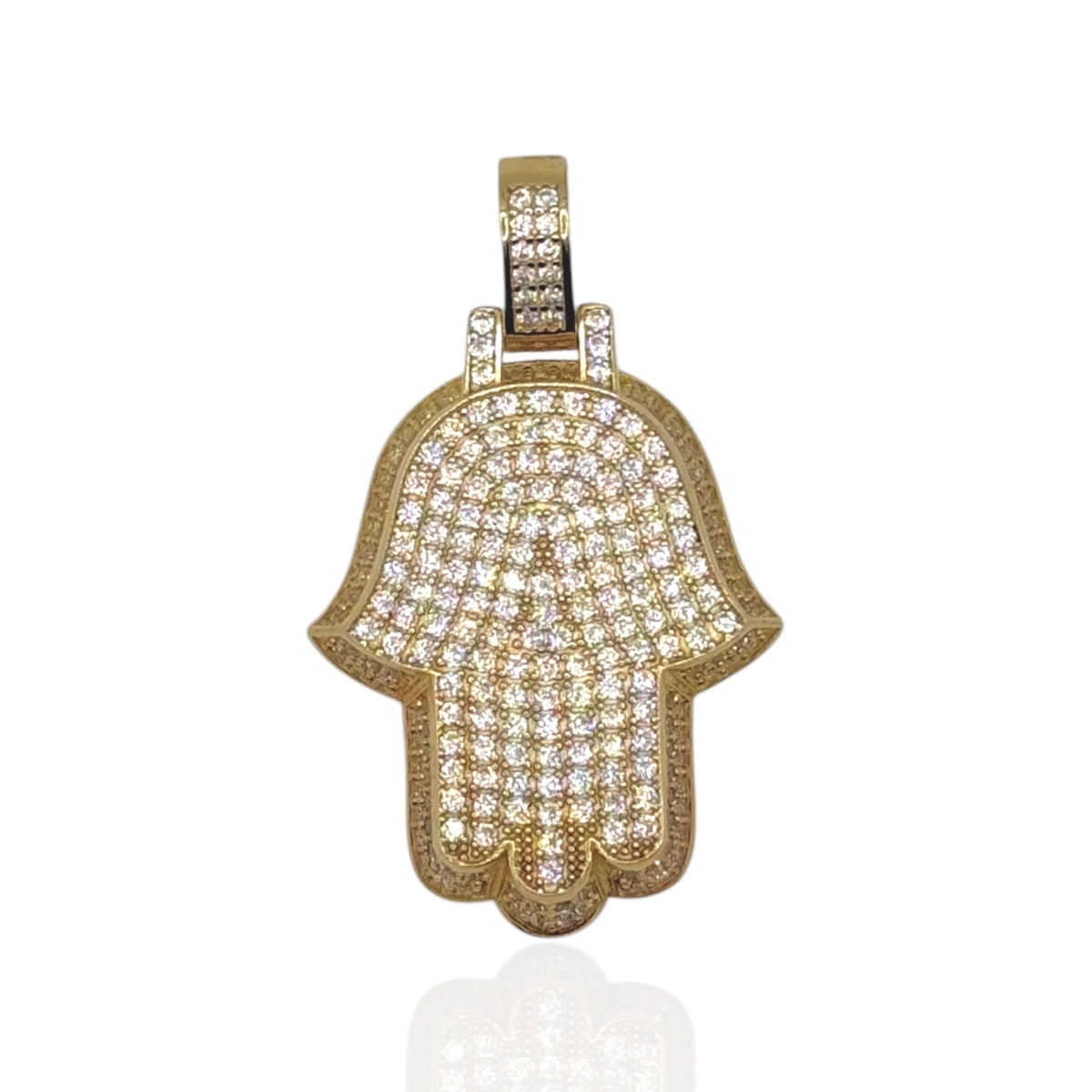 Mano de Fátima Premium con Zirconias en Oro 10k