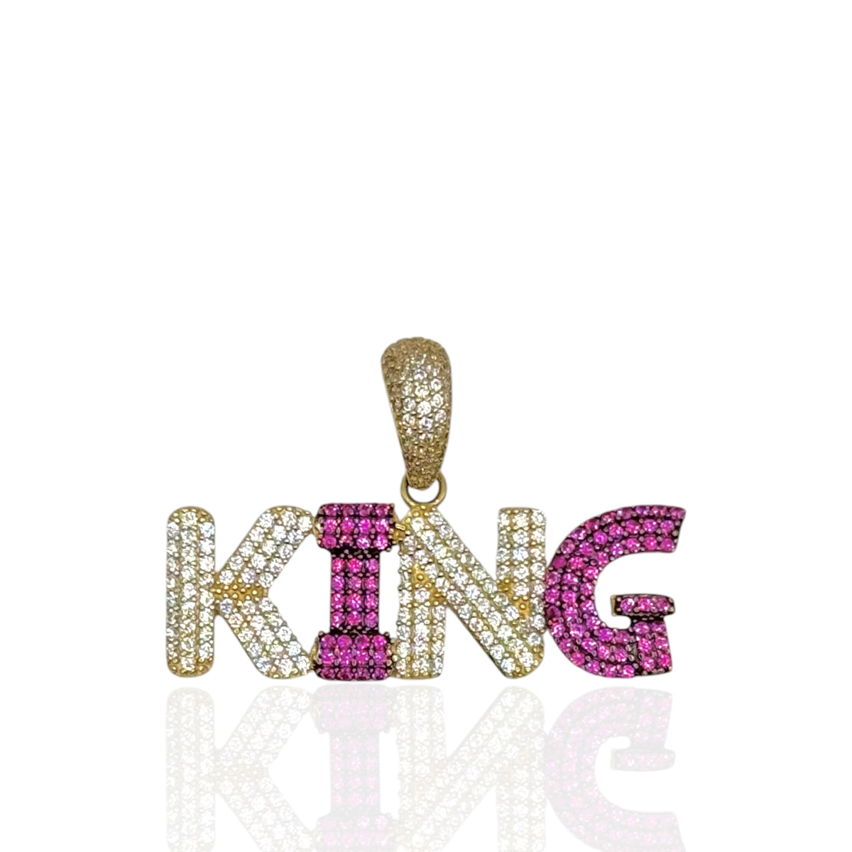 Dije KING con Zirconias Bicolor en Oro 10k