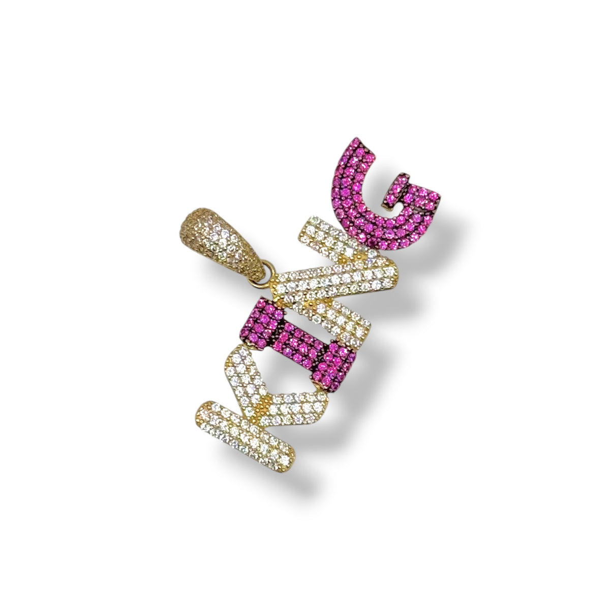 Dije KING con Zirconias Bicolor en Oro 10k