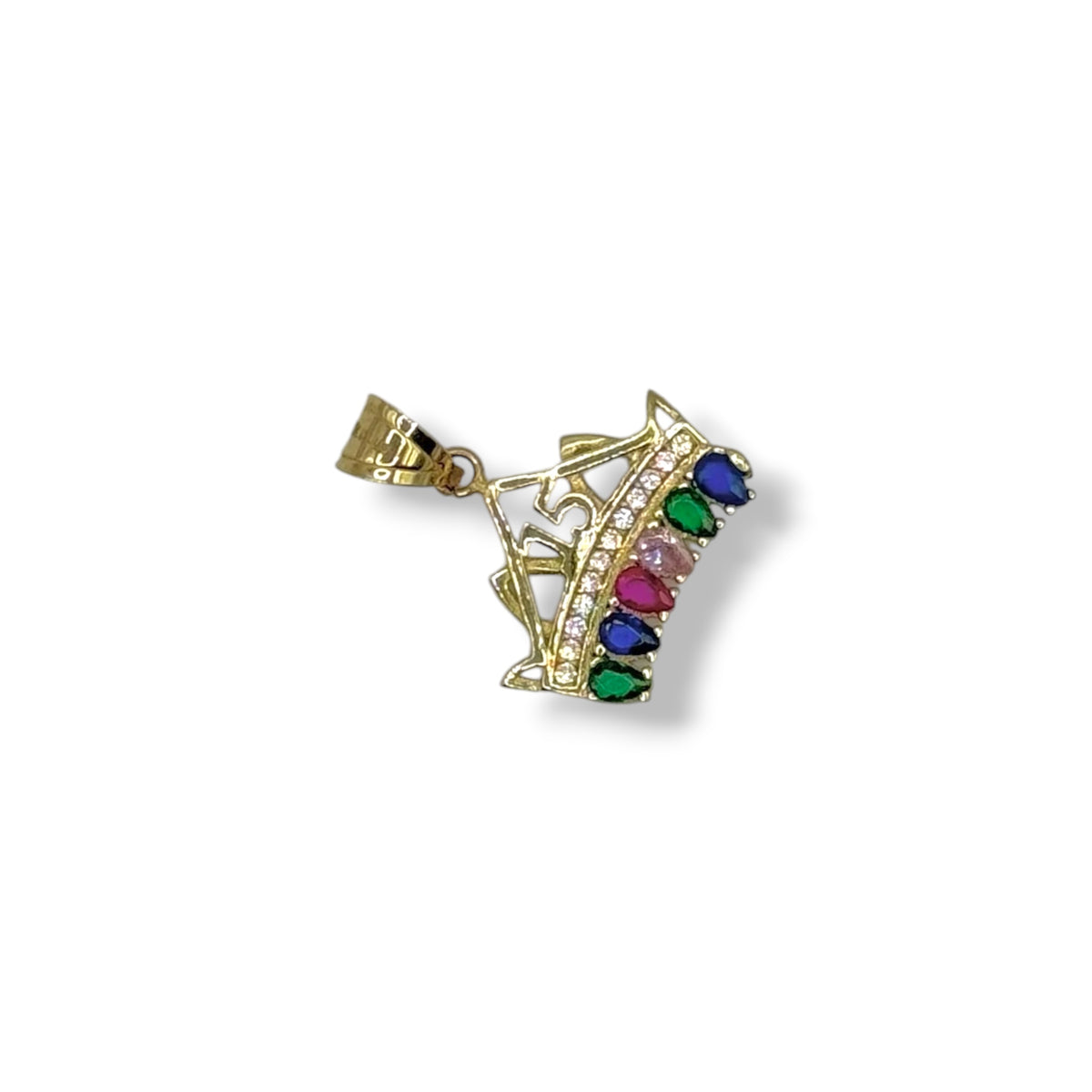 Corona XV con Zirconias Multicolor en Oro 10k
